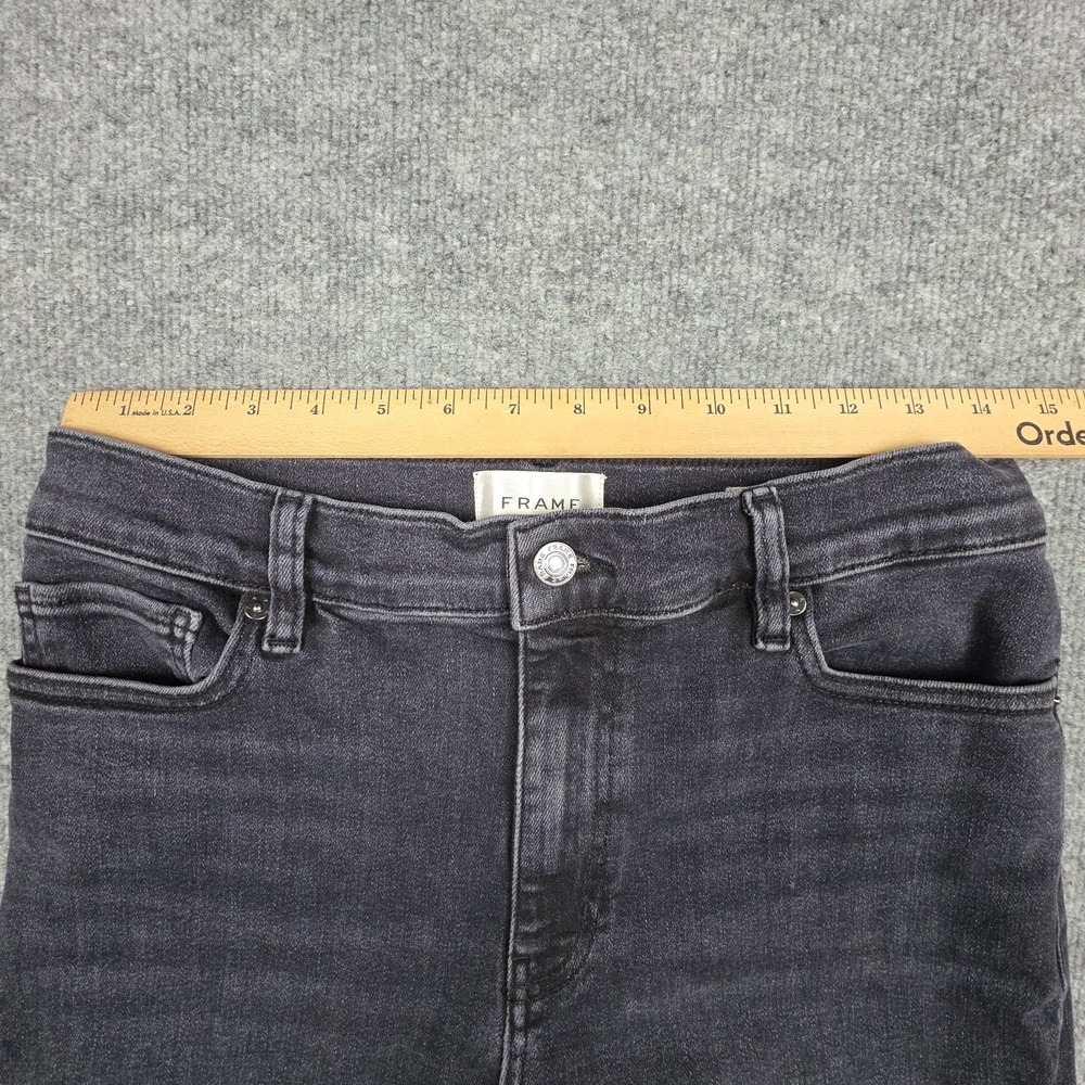 FRAME Le Slim Palazzo Jeans Women's Fits 28 x 29 Black "Destroyer" Wide Leg - Picture 9 of 14